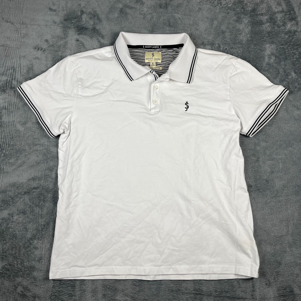 Scott James Strive For Authenticity Polo Shirt Mens Large White Resort Wear Golf
